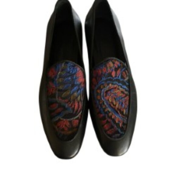 Giovanni Conti Black Leather Brocade Slip On Shoes 45 main image 9